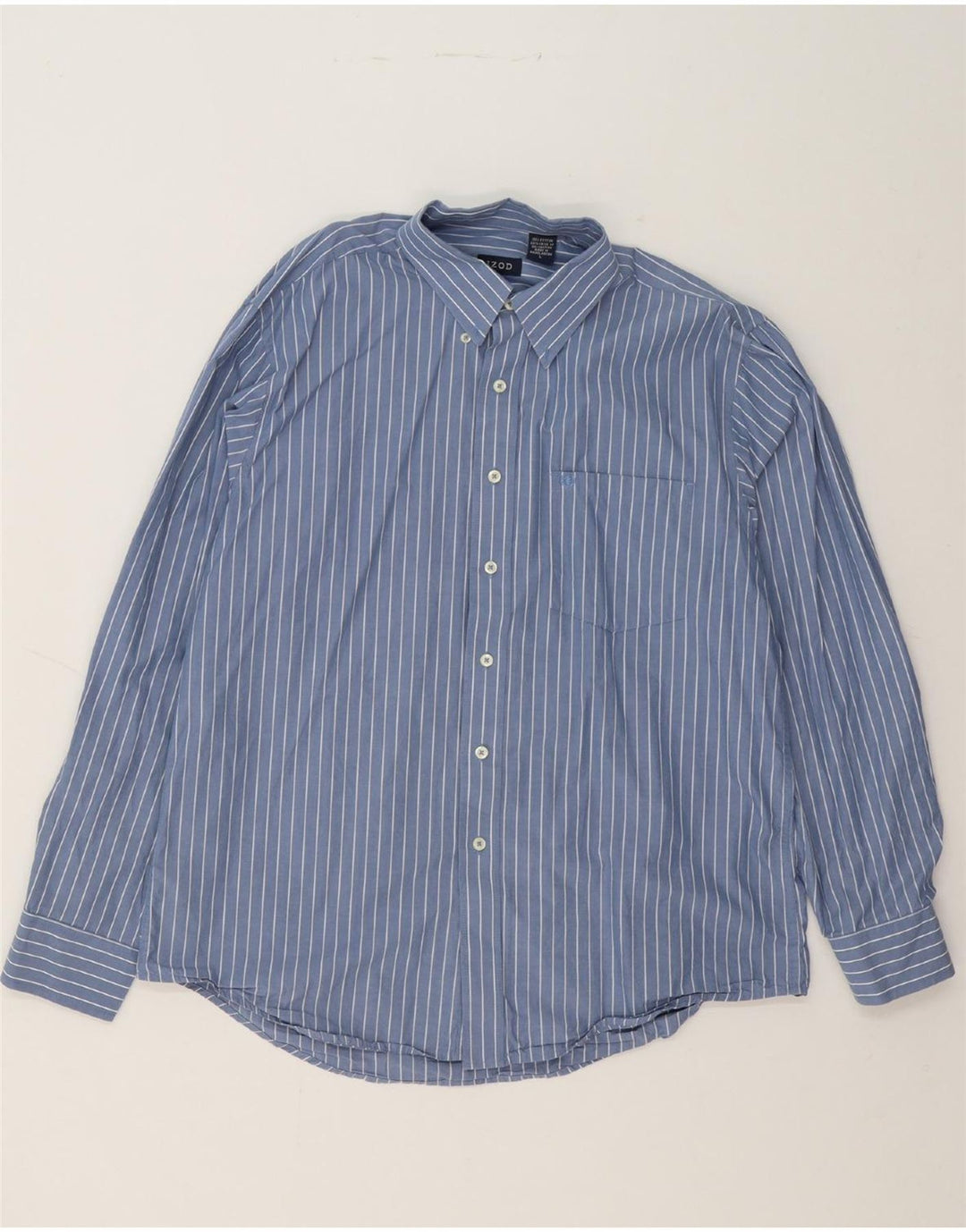 IZOD Mens Shirt Large Blue Pinstripe Cotton Vintage Izod and Second-Hand Izod from Messina Hembry 