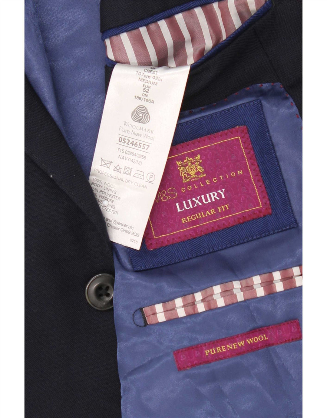 Giacca blazer a 2 bottoni da uomo Marks & Spencer UK 42 grande blu navy