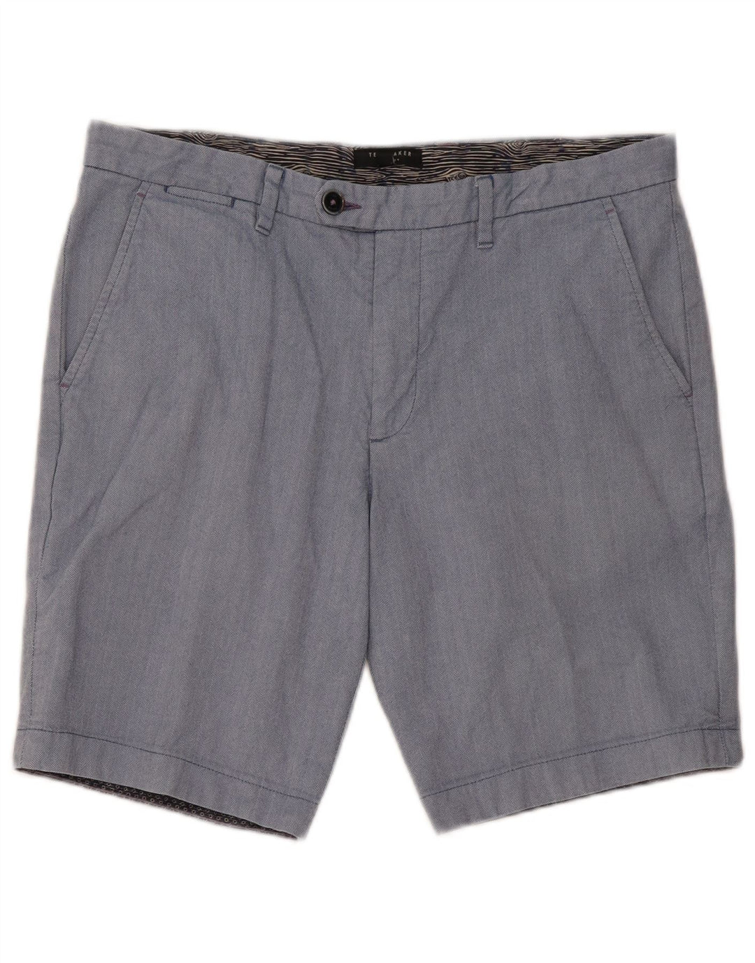 Pantaloncini chino da uomo Ted Baker W34 grande cotone a spina di pesce blu