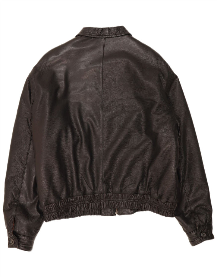 Giacca in pelle vintage da uomo IT 56 3XL Nera