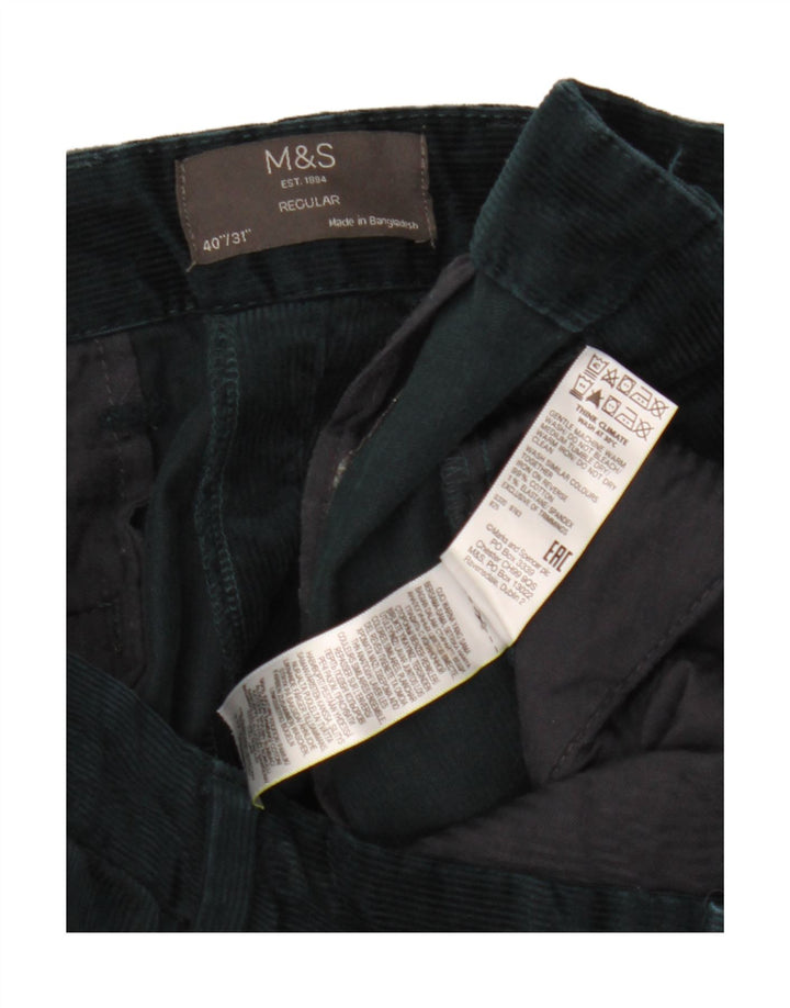 Pantaloni di velluto a coste regolari dritti da uomo Marks & Spencer W40 L31 verdi