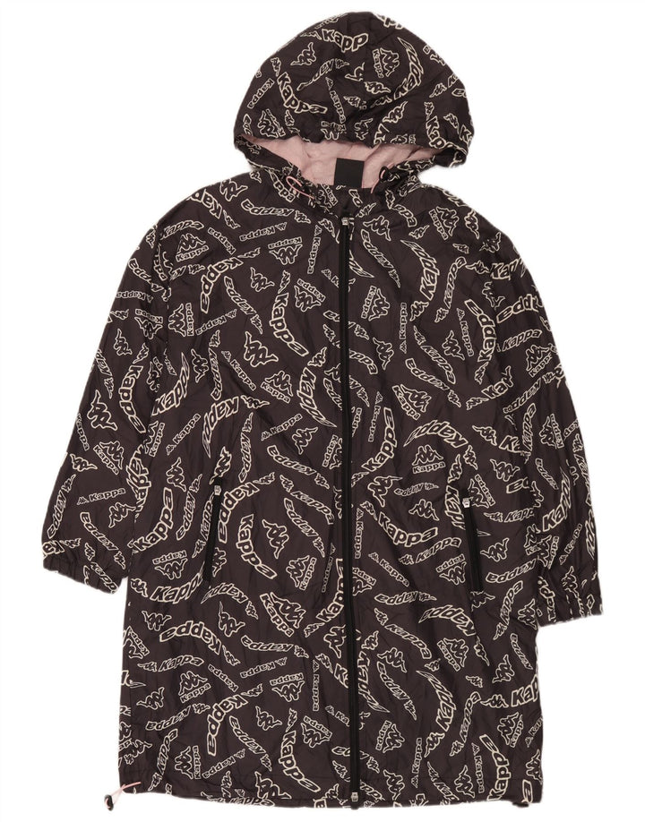 Impermeabile Kappa da donna con cappuccio grafico oversize UK 14 medio nero