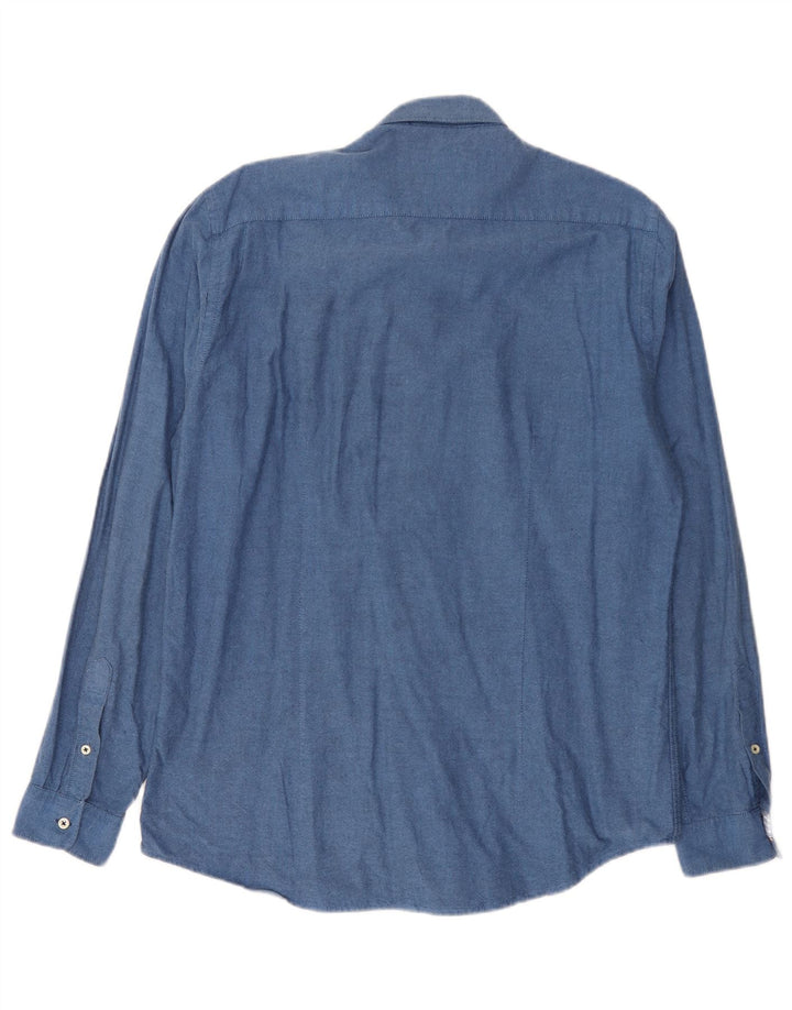 Camicia Zara da uomo slim fit grande in cotone blu