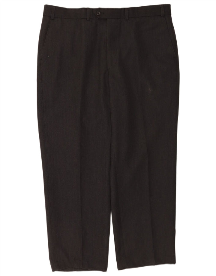 Pantaloni da abito dritti da uomo Marks & Spencer W40 L28 poliestere grigio