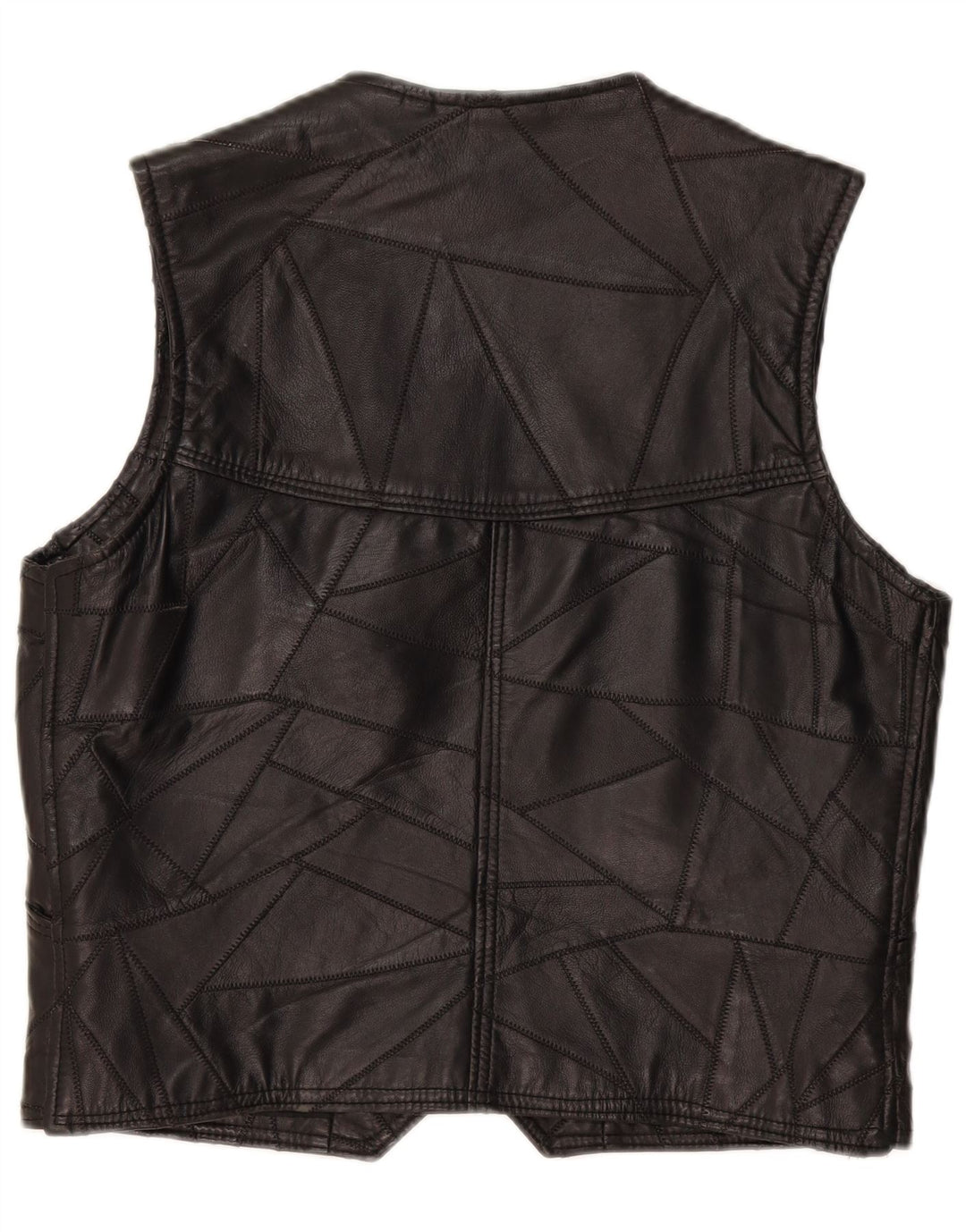 Gilet in pelle da uomo vintage grande patchwork nero