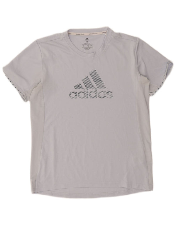 T-shirt grafica Adidas Aeroready da donna UK 12/14 Grigio medio