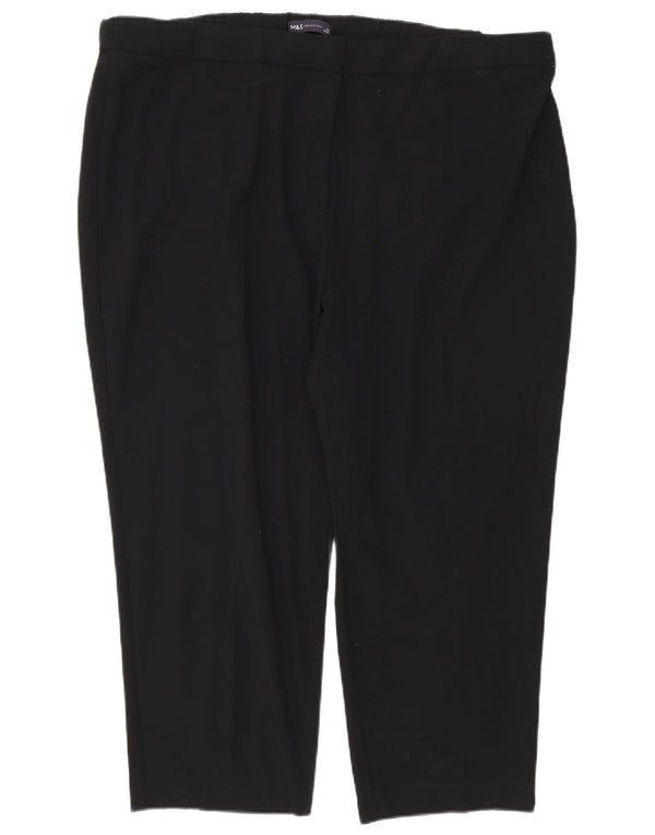 Pantaloni Capri a vita alta da donna Marks & Spencer UK 24 4XL W48 L25 Nero