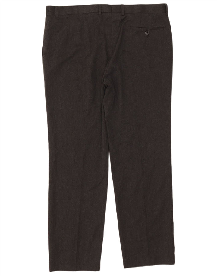 Pantaloni da abito vestibilità regolare da uomo Marks & Spencer W38 L31 poliestere grigio