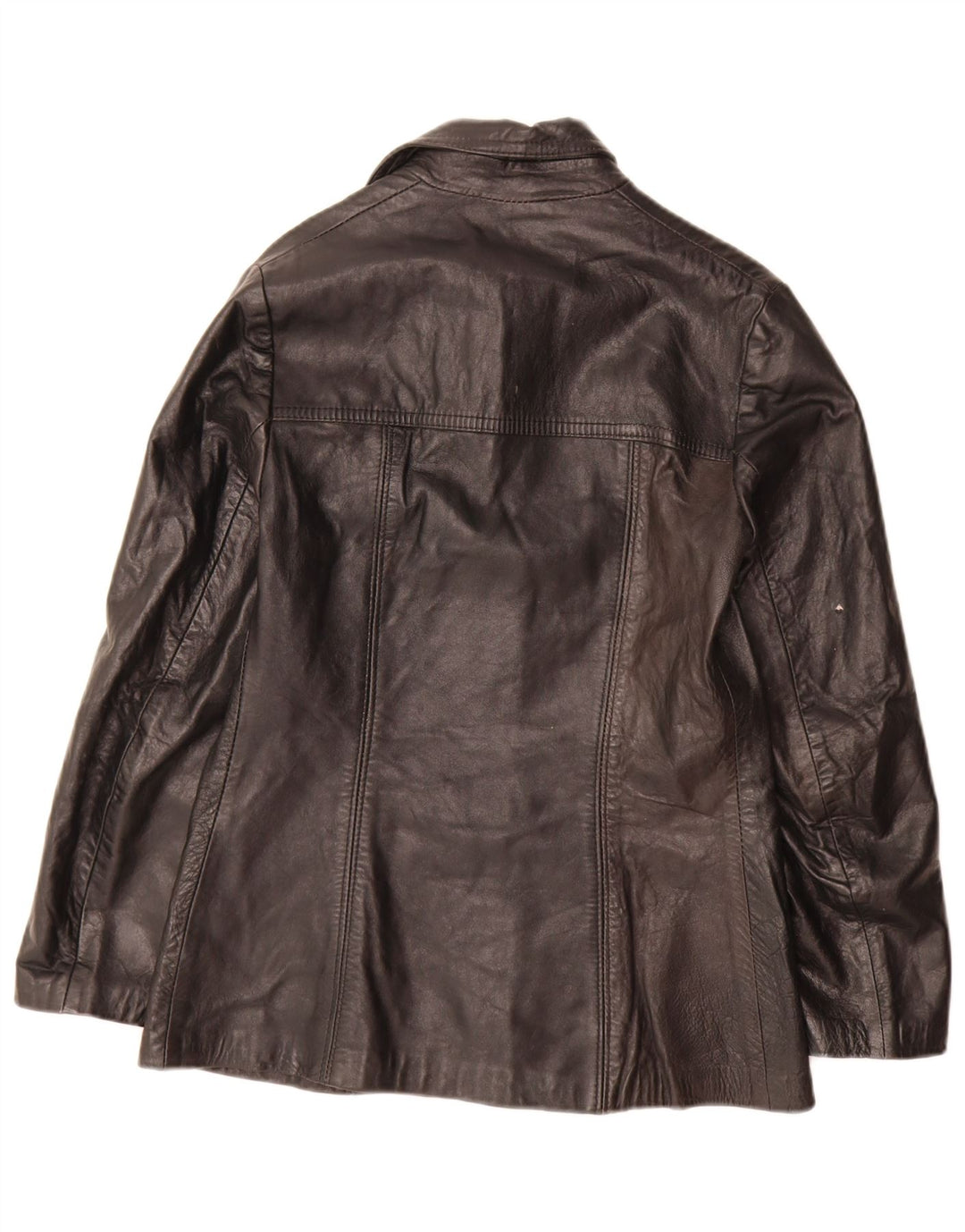 Giacca blazer in pelle vintage da donna a 3 bottoni IT 44 media nera