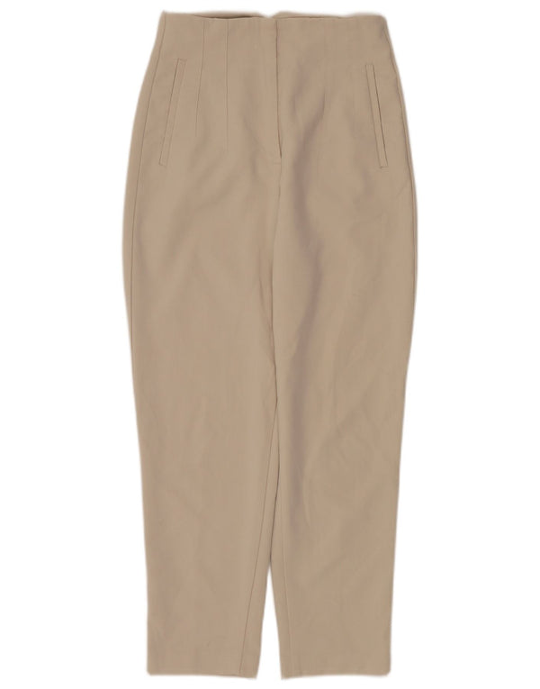 Pantaloni da abito affusolati a vita alta da donna Zara piccoli W26 L26 poliestere beige