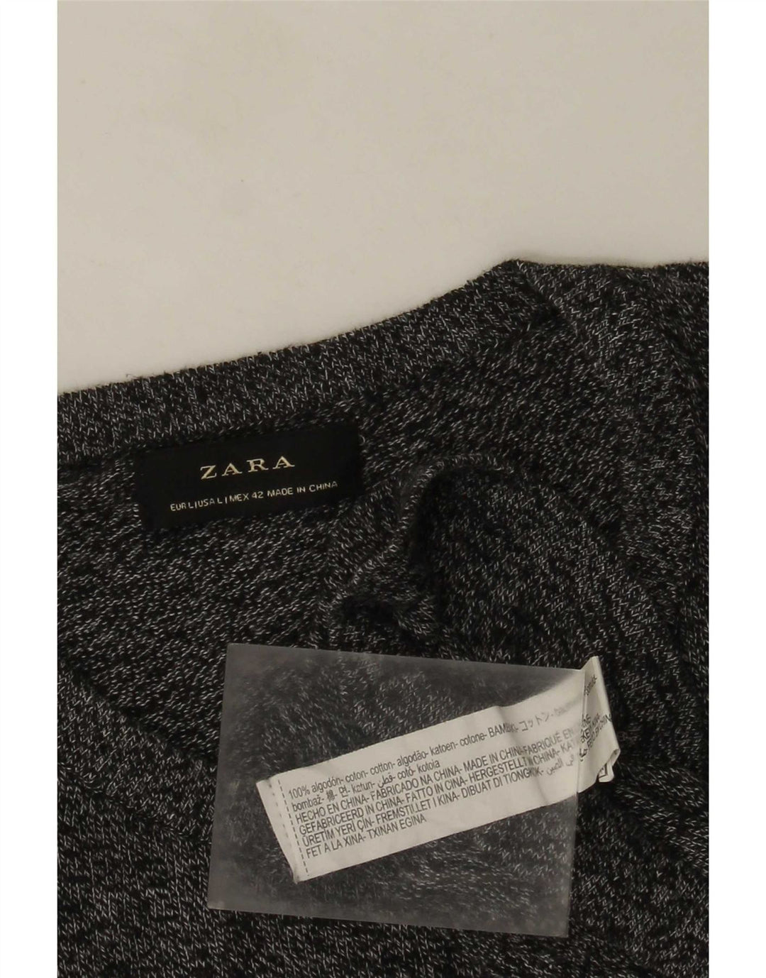 Maglione girocollo da uomo Zara, maglione grande in cotone chiazzato grigio