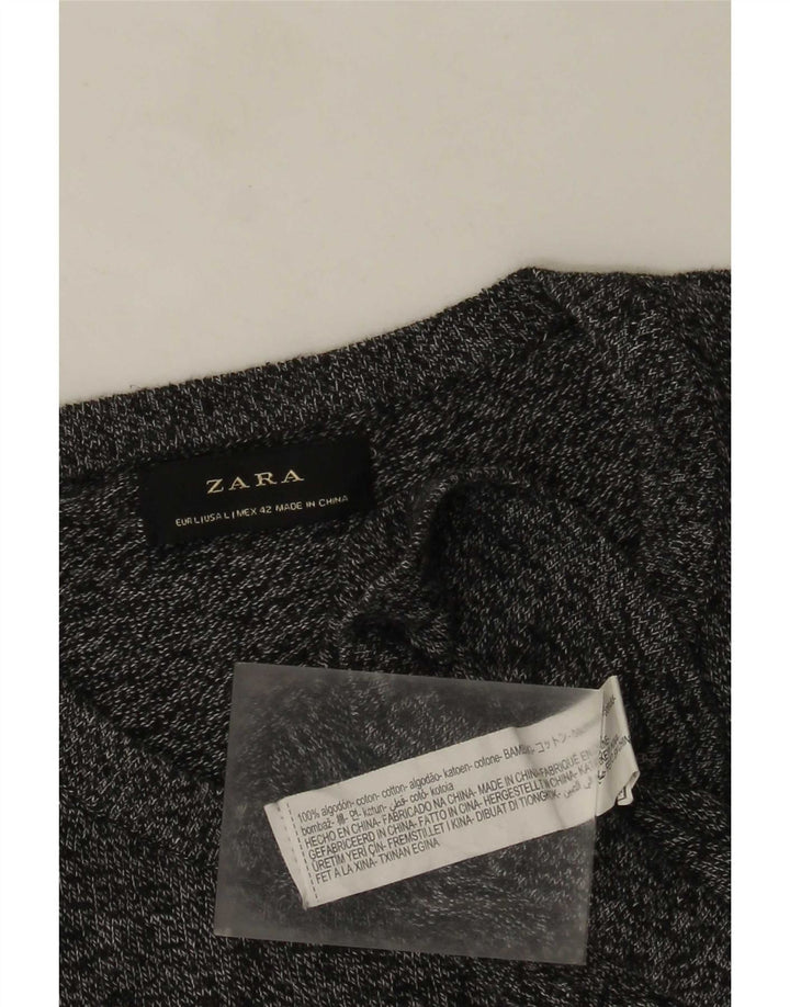 Maglione girocollo da uomo Zara, maglione grande in cotone chiazzato grigio