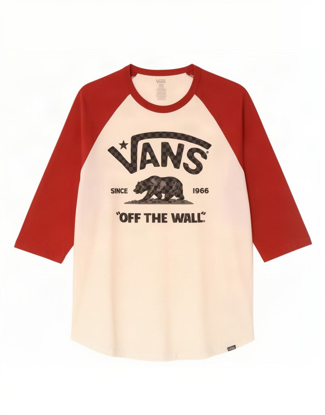 Maglietta grafica da donna Vans manica a 3/4 grande in cotone color block bianco
