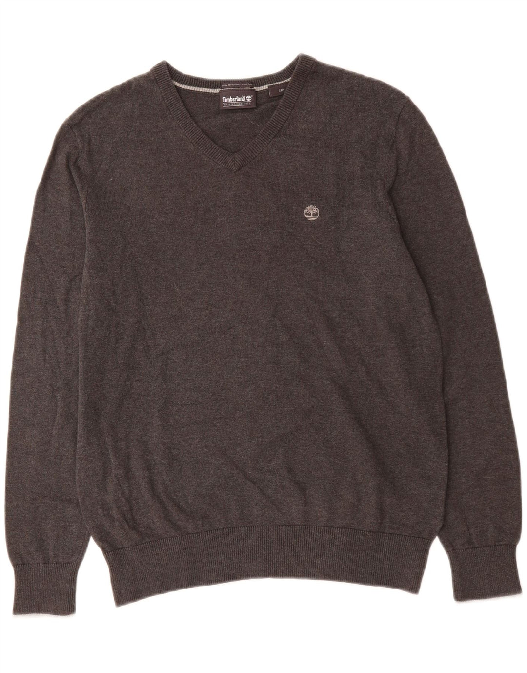 TIMBERLAND Mens V-Neck Jumper Sweater Small Grey Cotton Vintage Timberland and Second-Hand Timberland from Messina Hembry 