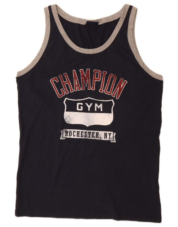 Canotta grafica da uomo Champion XL in cotone blu navy