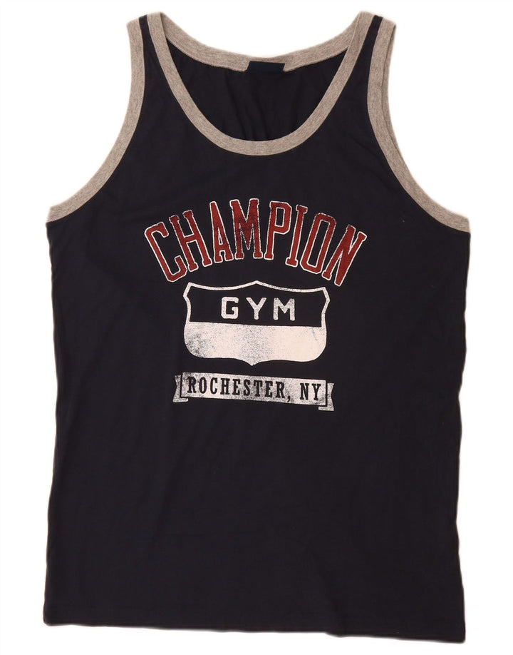 Canotta grafica da uomo Champion XL in cotone blu navy