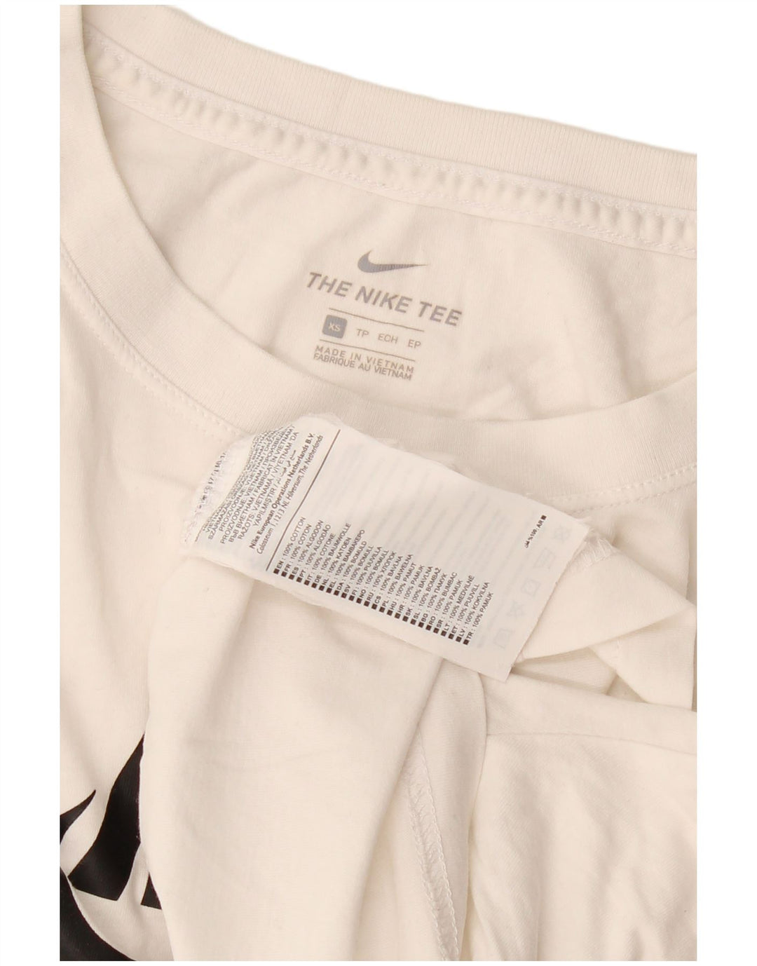 T-shirt grafica oversize corta da donna Nike UK 6 XS cotone bianco sporco