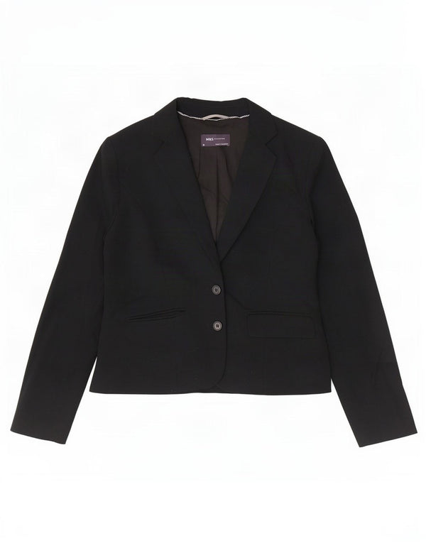 Giacca blazer a 2 bottoni Marks & Spencer da donna UK 12 poliestere nero medio