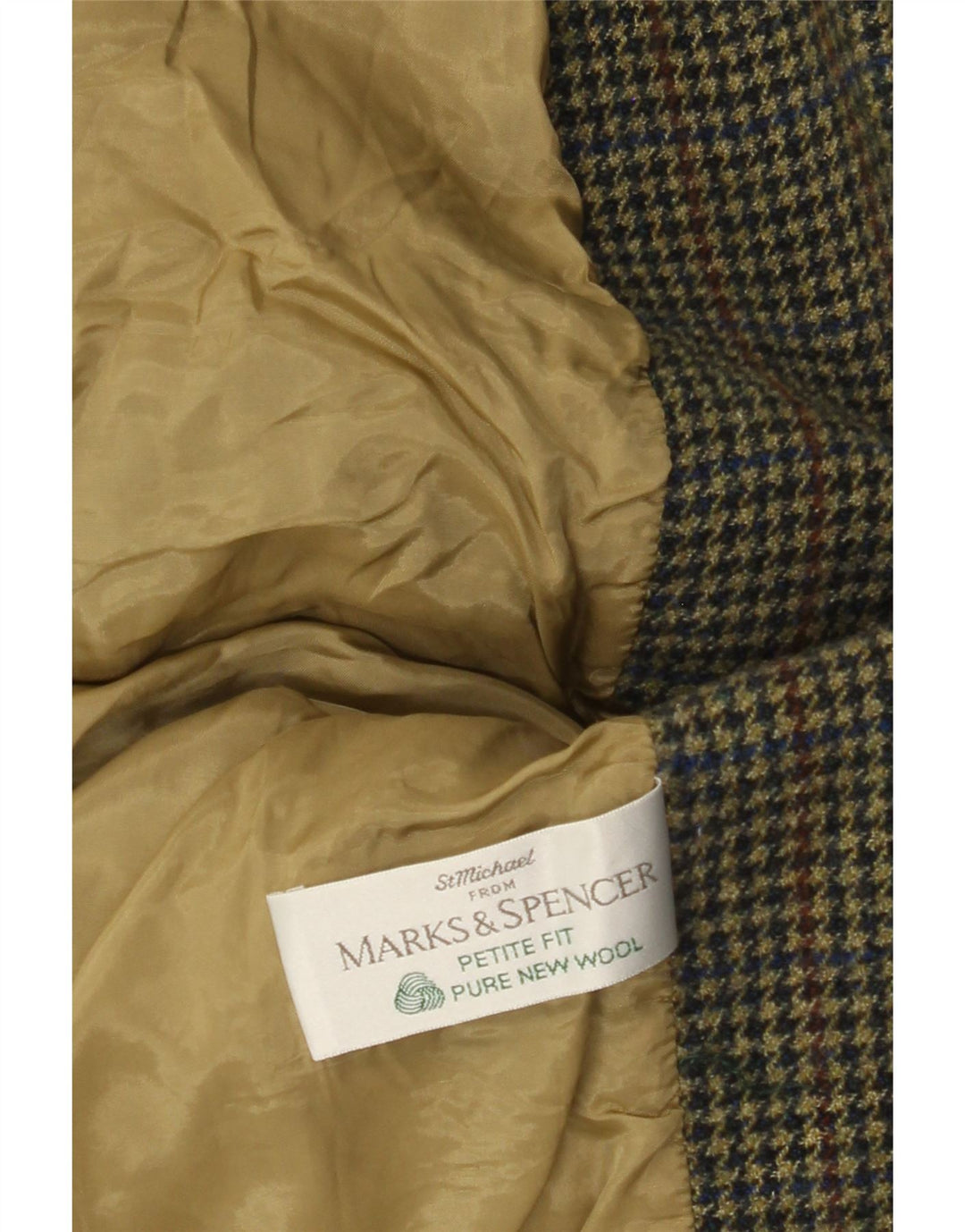Giacca Marks & Spencer da donna Petite Blazer UK 12 pied de poule verde medio