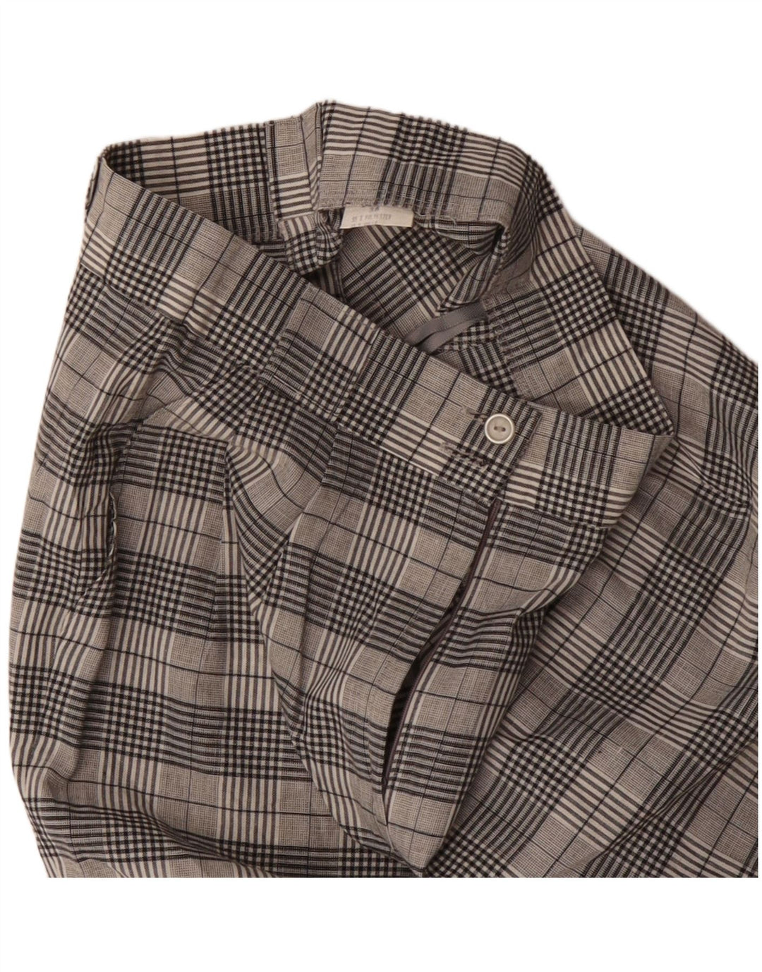 Pantaloncini chino con ancoraggio a vita alta da donna vintage EU 38 medi W28 a quadri grigi