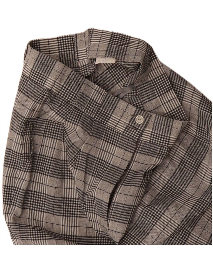 Pantaloncini chino con ancoraggio a vita alta da donna vintage EU 38 medi W28 a quadri grigi