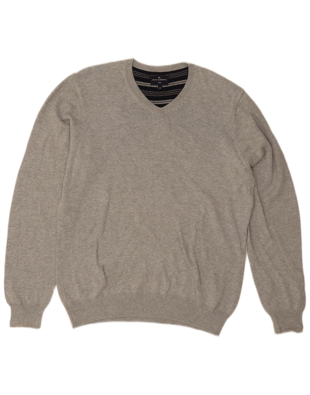 Maglione da uomo Marks & Spencer Blue Harbour con scollo a V grigio medio screziato