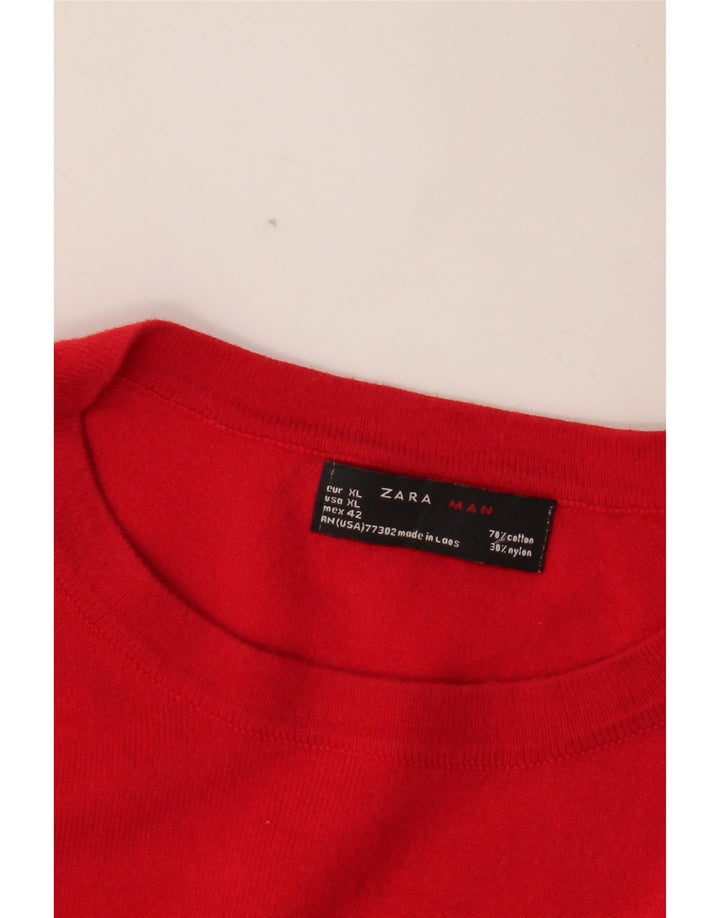 Maglia ZARA Uomo Manica Lunga XL Rossa