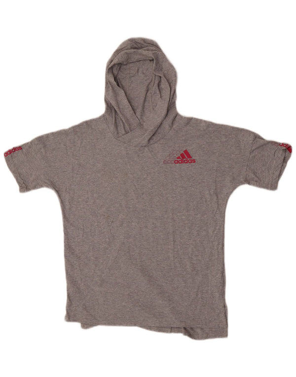 T-shirt Adidas Bambina con cappuccio Top 15-16 anni XL Cotone mélange grigio