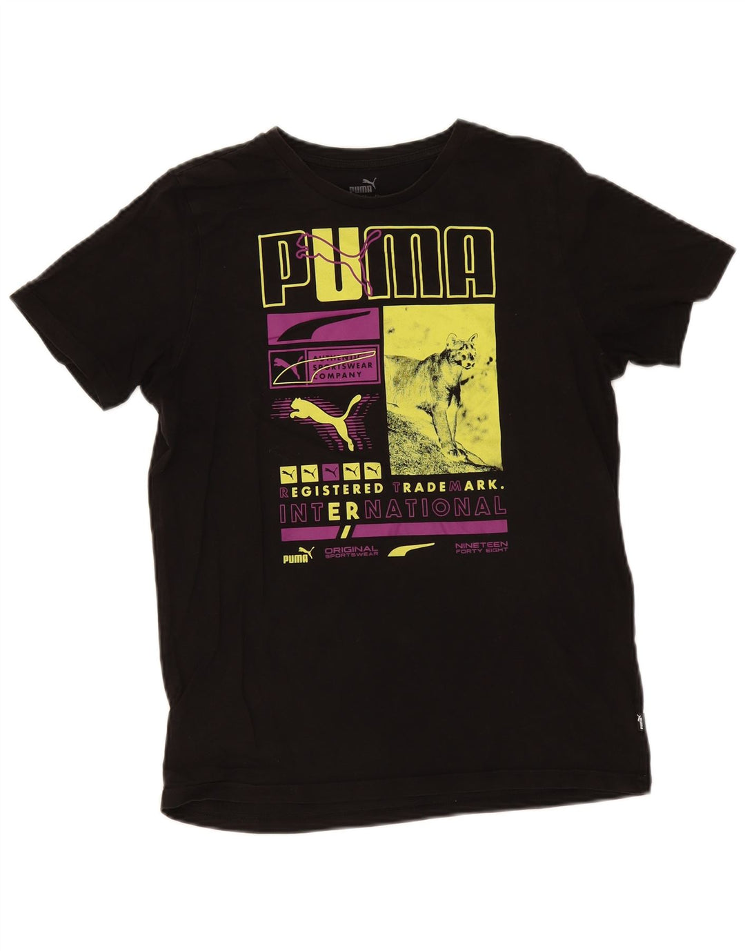T-shirt grafica da uomo Puma Top Small in cotone nero