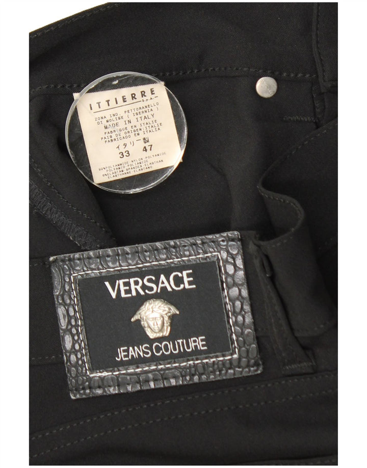 Pantaloni casual dritti da uomo Versace W33 L31 neri in poliammide