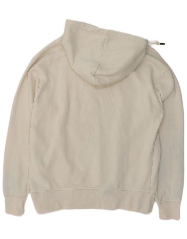 PULL & BEAR Mens Loose Fit Graphic Hoodie Jumper Small White Cotton