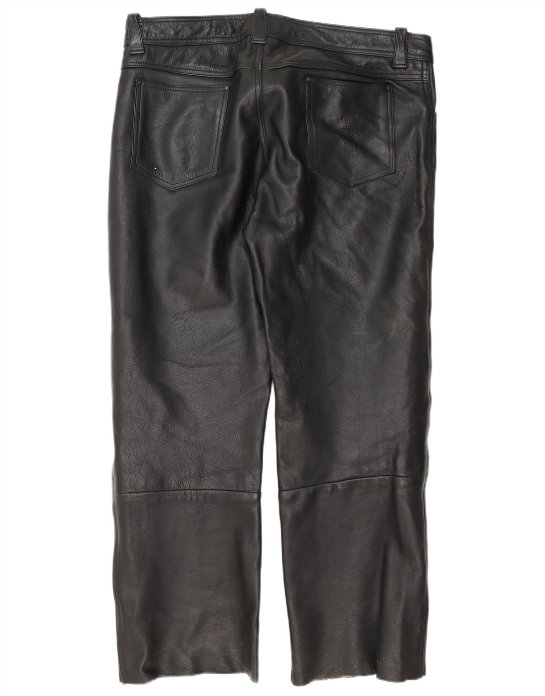 Pantaloni dritti in pelle vintage da uomo W40 L30 neri