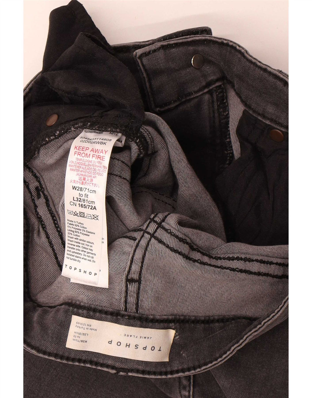 Jeans svasati Jamie da donna Topshop W28 L32 cotone grigio