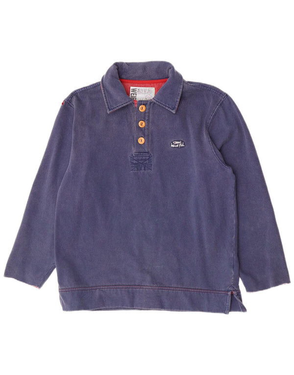 Polo da rugby da uomo a maniche lunghe Weird Fish in cotone blu medio