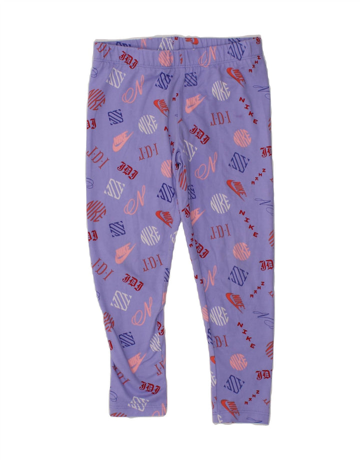 NIKE Girls Graphic Leggings 4-5 Years Small Purple Polyester Vintage Nike and Second-Hand Nike from Messina Hembry 