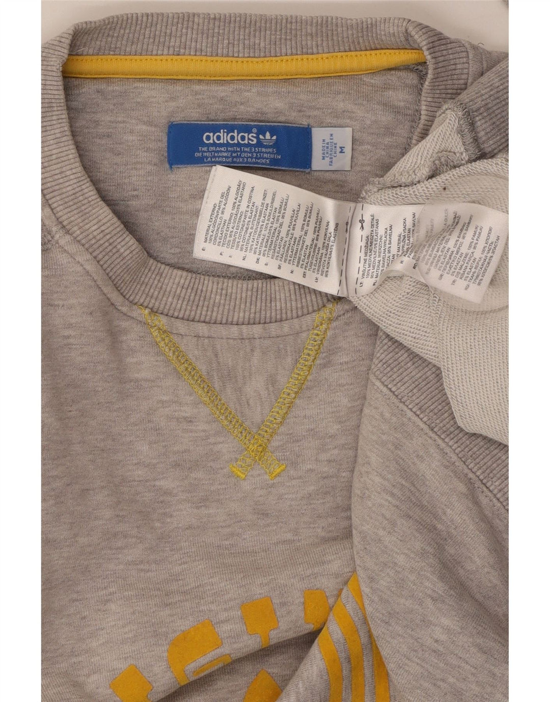 Felpa grafica da uomo ADIDAS, maglione, cotone grigio medio