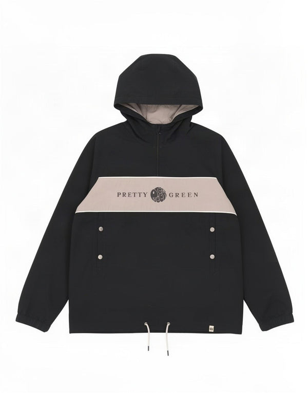 Giacca anorak con cappuccio da uomo Pretty Green UK 40 Large Black Colourblock