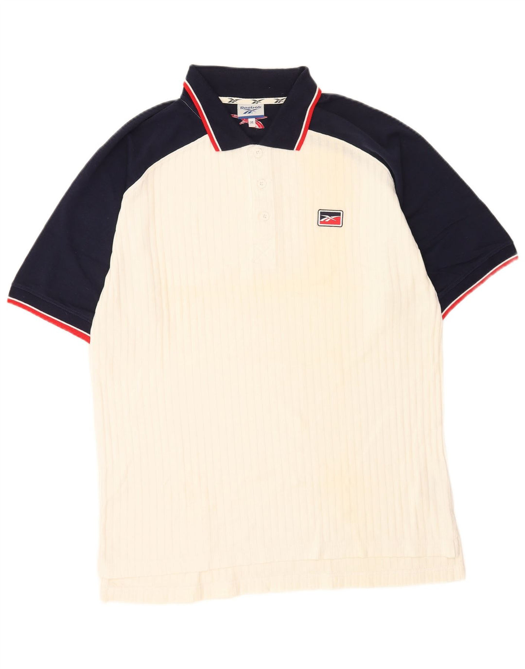 Polo Reebok da uomo in cotone color block bianco medio