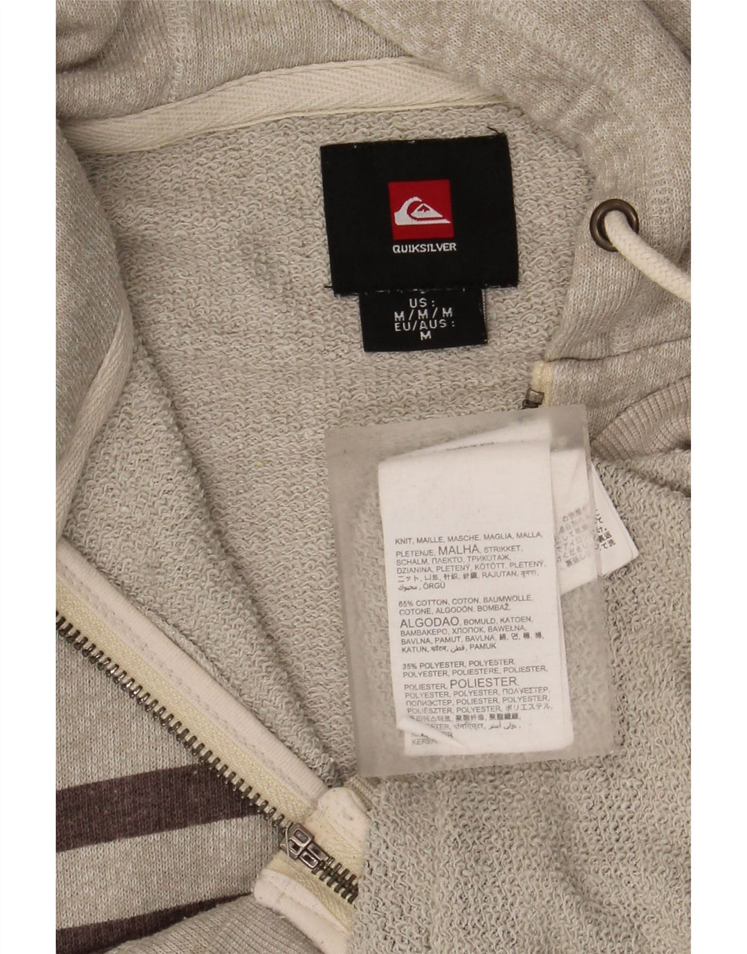 Maglione con cappuccio e zip da uomo Quiksilver in cotone a righe grigio medio