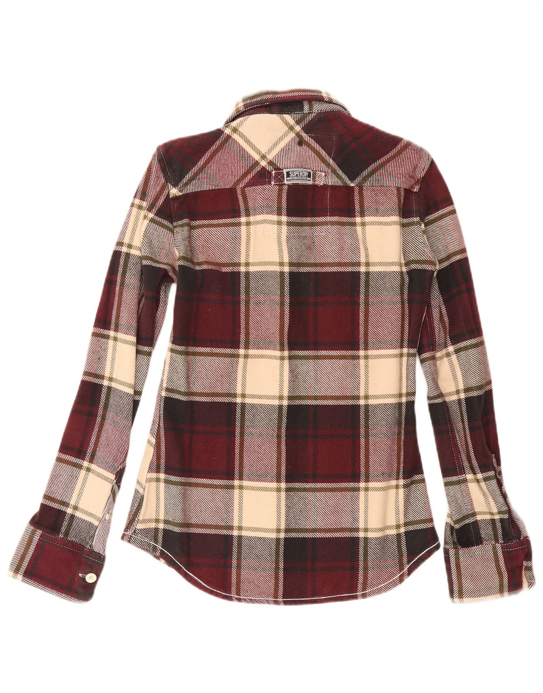 Camicia da uomo in flanella Superdry, piccolo cotone a quadri bordeaux