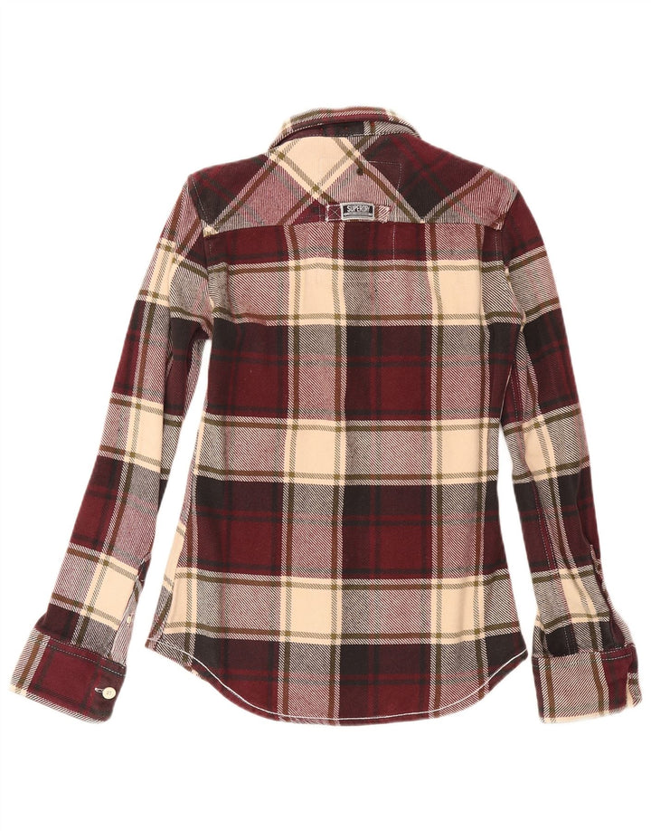 Camicia da uomo in flanella Superdry, piccolo cotone a quadri bordeaux