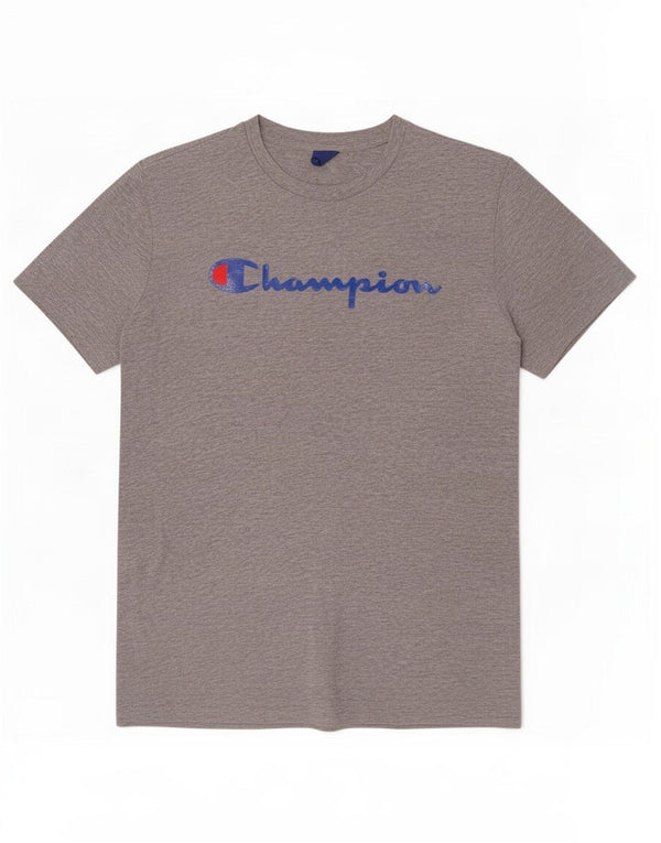 T-shirt grafica da uomo Champion Top grande in cotone chiazzato grigio