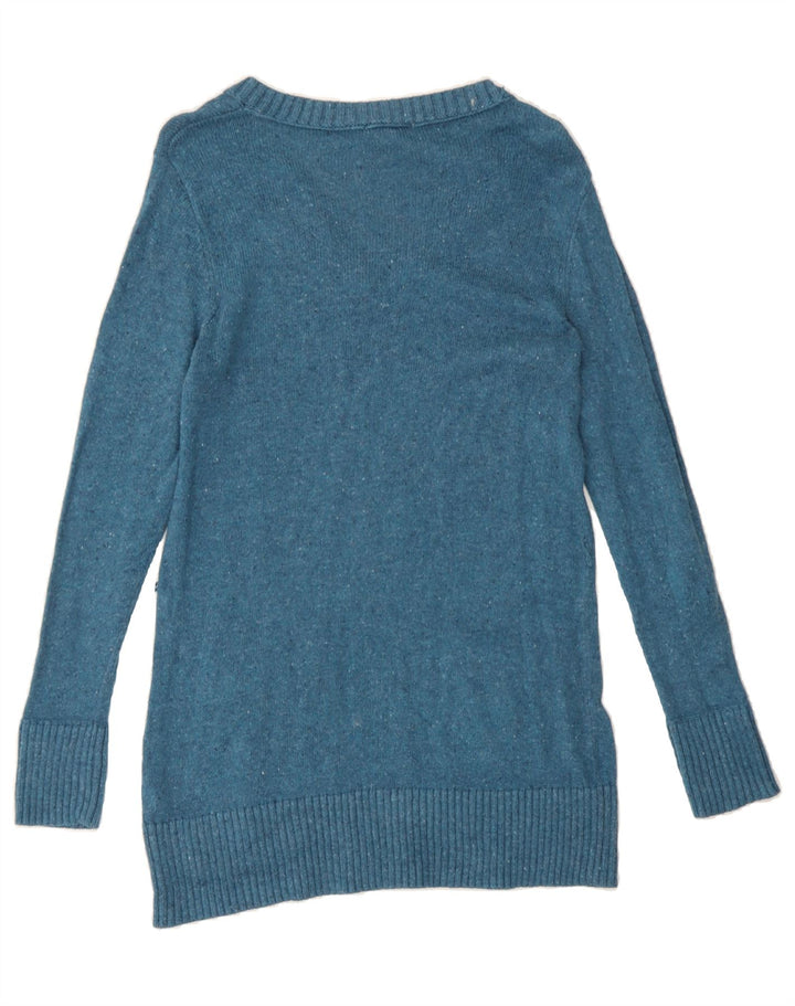 DKNY Womens Longline V-Neck Jumper Sweater UK 12 Medium Blue Flecked Vintage Dkny and Second-Hand Dkny from Messina Hembry 
