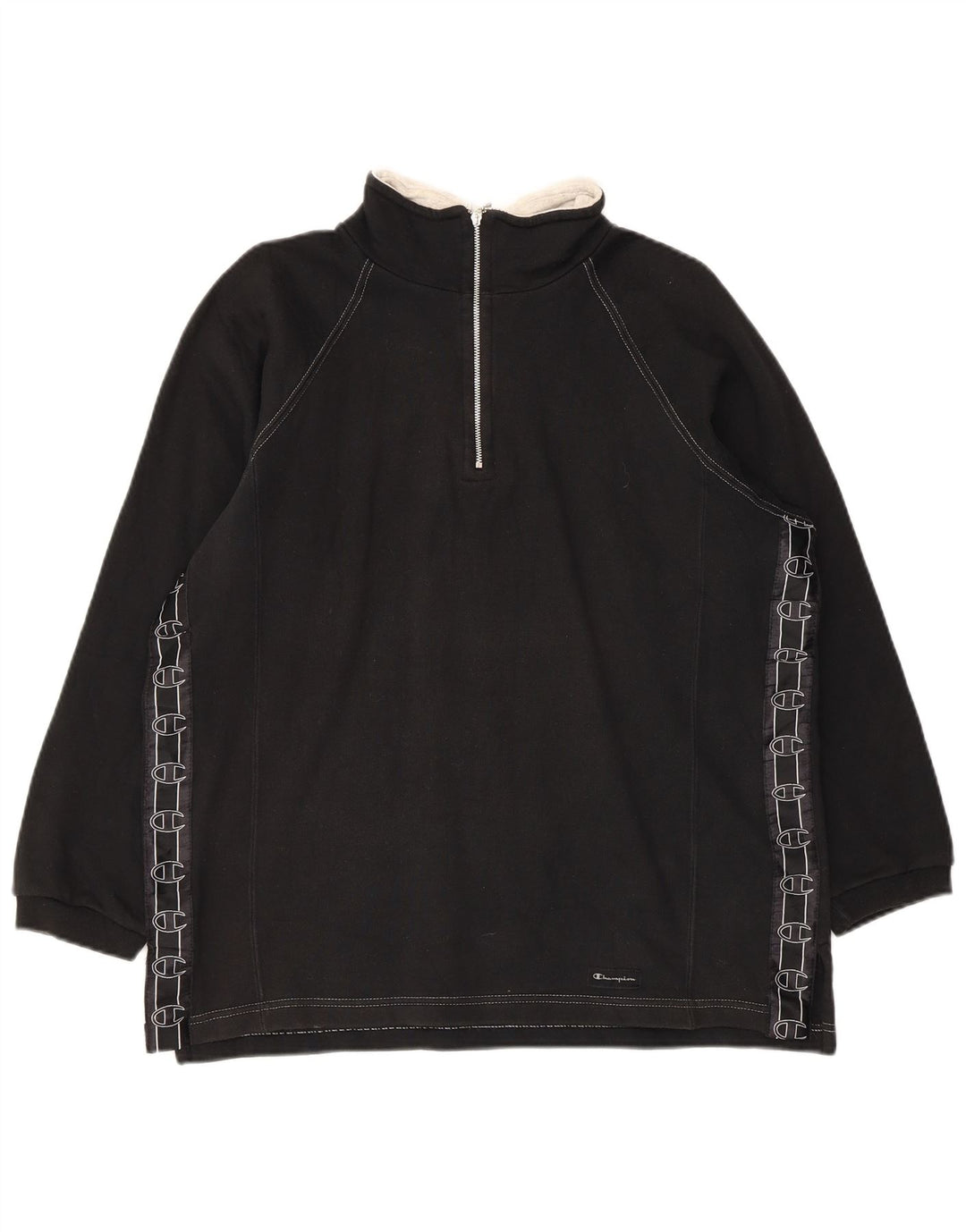 Felpa Champion da uomo con grafica con zip e collo, maglione, cotone nero medio