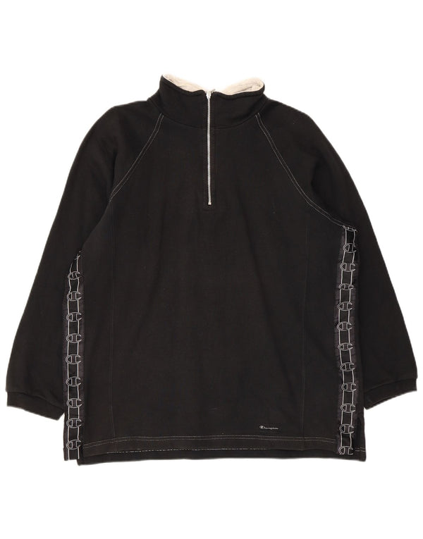 Felpa Champion da uomo con grafica con zip e collo, maglione, cotone nero medio