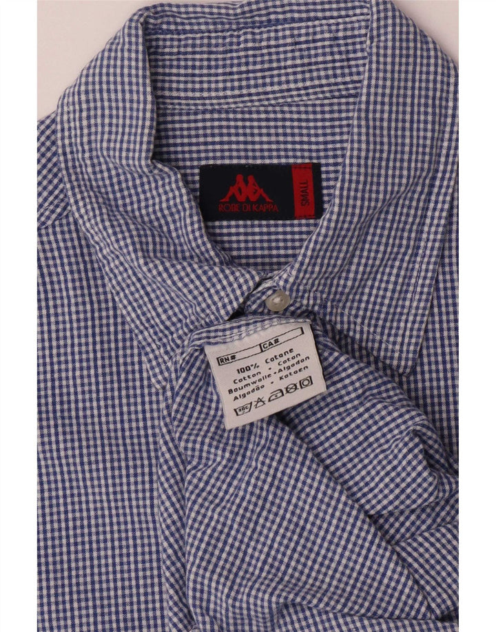 Camicia Kappa da uomo a maniche corte, vestibilità regolare, in cotone a quadri blu