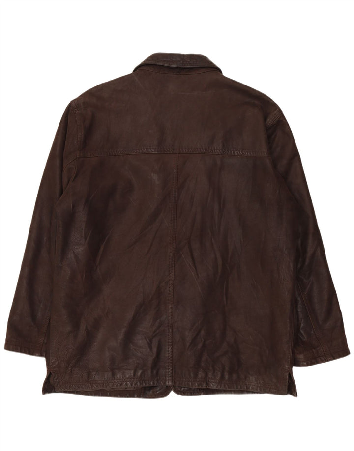 BIKERS Giacca blazer in pelle da uomo a 4 bottoni IT 58 4XL Pelle marrone
