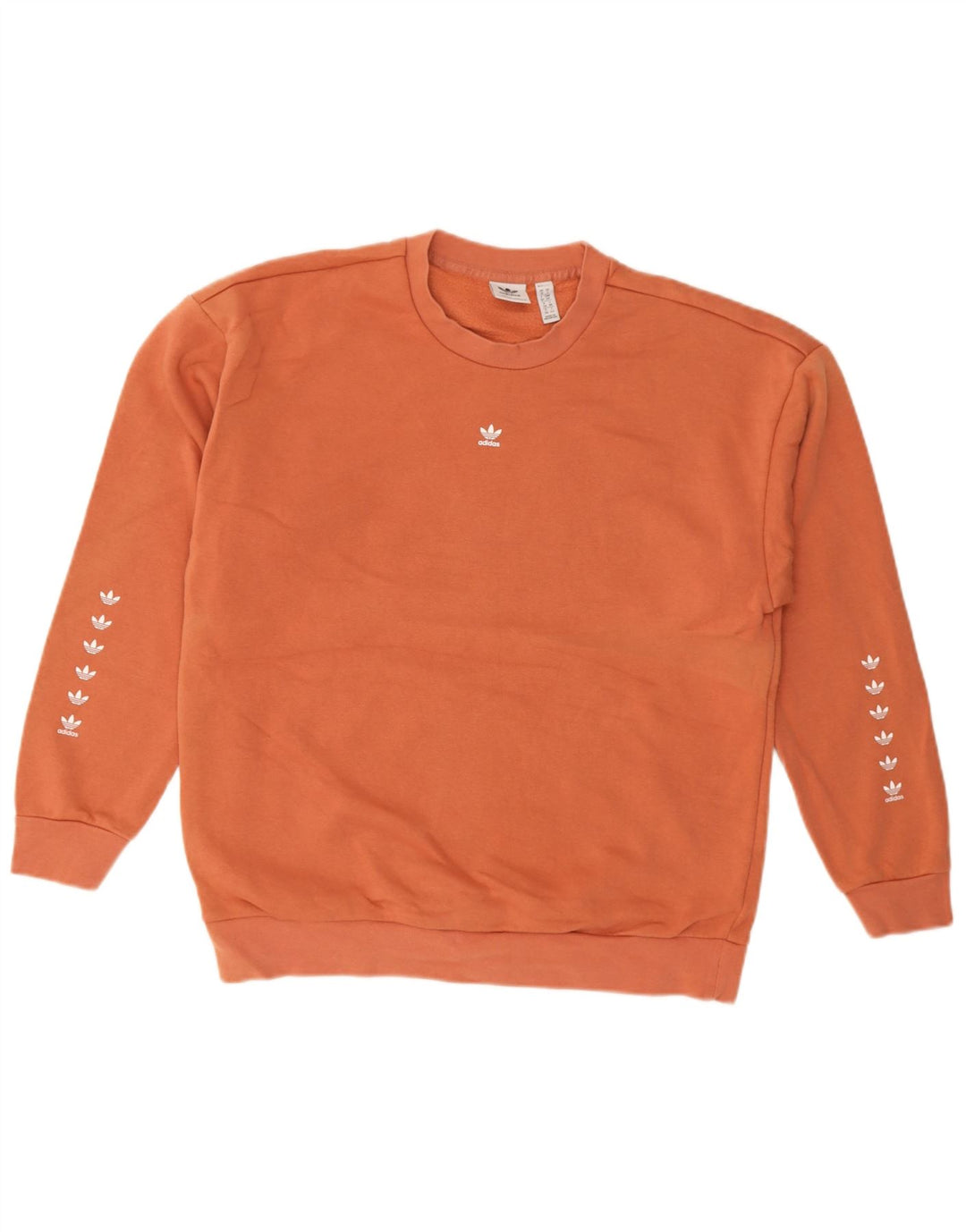 Felpa oversize con grafica da donna Adidas UK 10 Small Orange Cotton