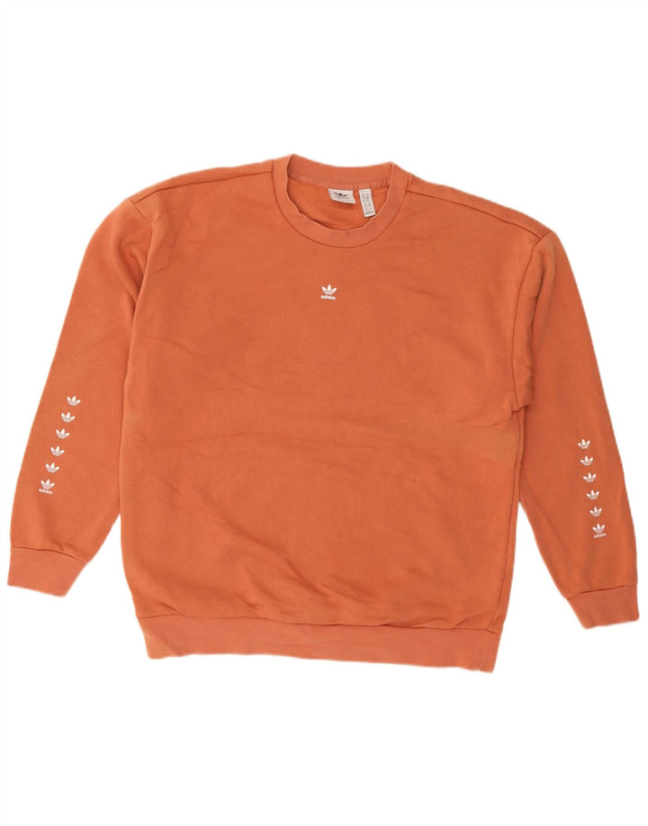 Felpa oversize con grafica da donna Adidas UK 10 Small Orange Cotton