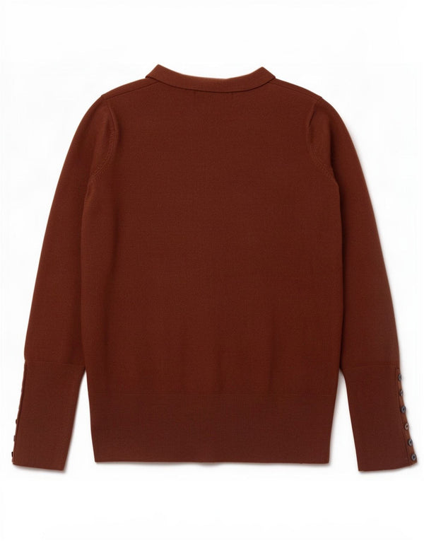 Maglione Zara da donna con scollo a V UK 14 Large Rayon marrone